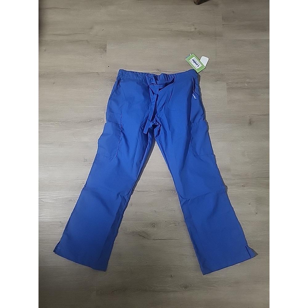 landau‎ blue scrub bottoms new petite xs cargo pockets